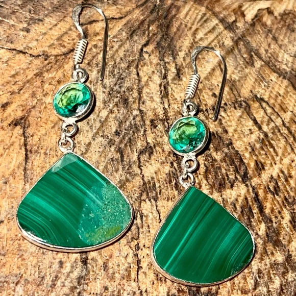 Green Malachite Earrings 2” - Picture 9 of 11